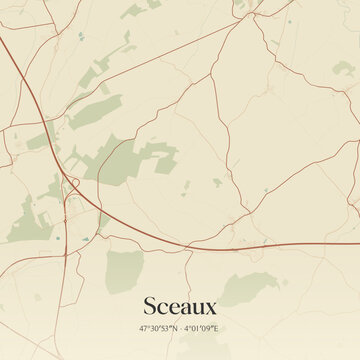 Vintage map of Sceaux, France.