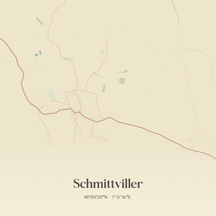 Naklejka premium Vintage map of Schmittviller, France.