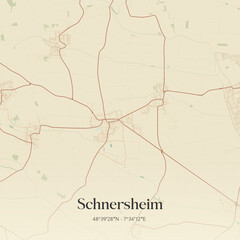 Obraz premium Vintage map of Schnersheim, France.