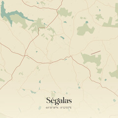 Fototapeta premium Vintage map of Ségalas, France.