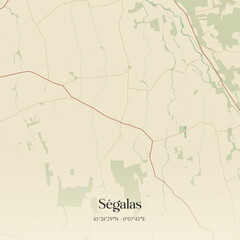 Obraz premium Vintage map of Ségalas, France.