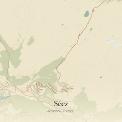 Obraz premium Vintage map of Séez, France.