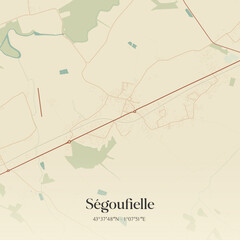 Vintage map of S&eacute;goufielle, France.