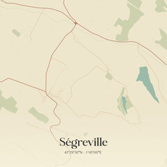 Fototapeta premium Vintage map of Ségreville, France.