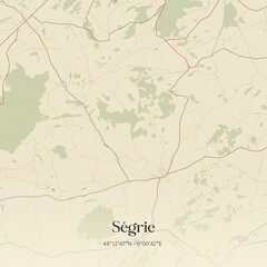 Fototapeta premium Vintage map of Ségrie, France.