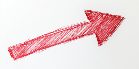 Fototapeta premium red arrow hand drawn isolated white