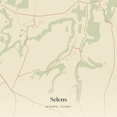 Obraz premium Vintage map of Selens, France.