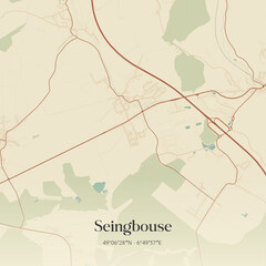 Fototapeta premium Vintage map of Seingbouse, France.
