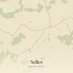 Obraz premium Vintage map of Selles, France.
