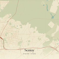 Obraz premium Vintage map of Semoy, France.