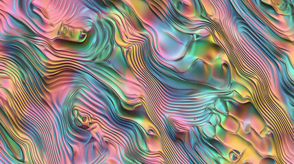 Obraz premium Iridescent 3D topographic pattern with prismatic glow