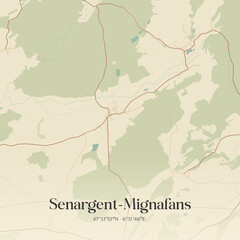 Obraz premium Vintage map of Senargent-Mignafans, France.