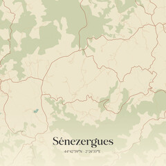 Obraz premium Vintage map of Sénezergues, France.