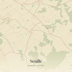 Fototapeta premium Vintage map of Senillé, France.