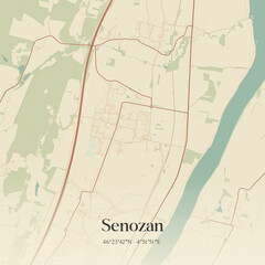 Fototapeta premium Vintage map of Senozan, France.