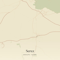 Obraz premium Vintage map of Serez, France.