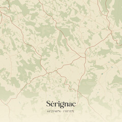 Fototapeta premium Vintage map of Sérignac, France.