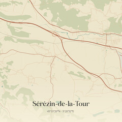 Obraz premium Vintage map of Sérézin-de-la-Tour, France.