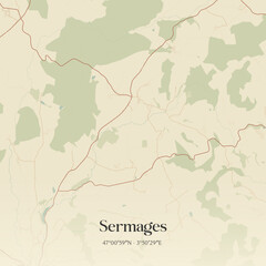 Obraz premium Vintage map of Sermages, France.