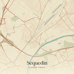 Obraz premium Vintage map of Sequedin, France.