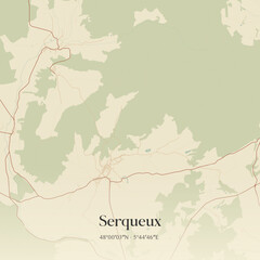 Obraz premium Vintage map of Serqueux, France.