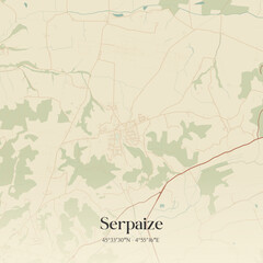 Obraz premium Vintage map of Serpaize, France.