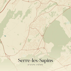 Obraz premium Vintage map of Serre-les-Sapins, France.