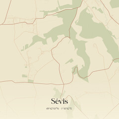 Obraz premium Vintage map of Sévis, France.