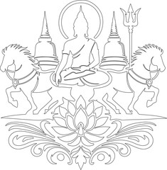The Hindu god is depicted in black and white