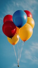 Colorful Balloons Floating in a Bright Sky During a Festive Celebration