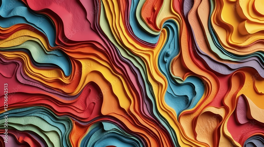Poster colorful layers of textured paper create an abstract design that captivates the viewer's attention a
