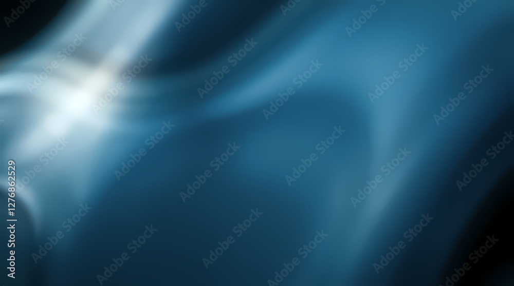 Poster Fluid abstract patterns creating a captivating visual experience with shades of blue and light reflections. Generative AI