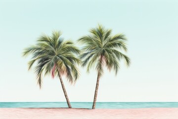 Obraz premium Palm trees on the beach outdoors nature plant.