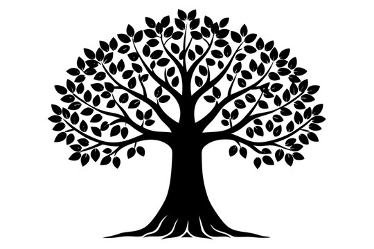 Bodhi Tree Silhouette Vector &ndash; Spiritual & Minimalist Design