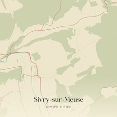 Obraz premium Vintage map of Sivry-sur-Meuse, France.