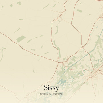 Vintage map of Sissy, France.