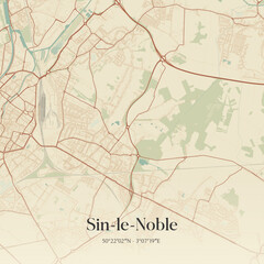 Fototapeta premium Vintage map of Sin-le-Noble, France.