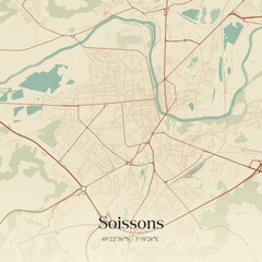 Obraz premium Vintage map of Soissons, France.