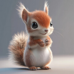 Obraz premium Cute 3D Red Squirrel