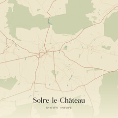 Fototapeta premium Vintage map of Solre-le-Château, France.