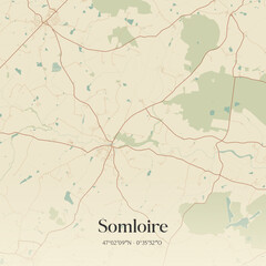 Obraz premium Vintage map of Somloire, France.