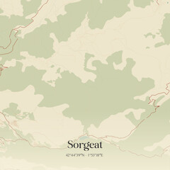 Obraz premium Vintage map of Sorgeat, France.