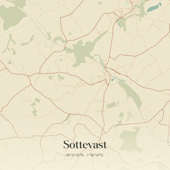 Fototapeta premium Vintage map of Sottevast, France.
