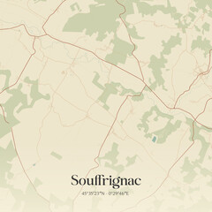 Obraz premium Vintage map of Souffrignac, France.