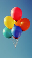Colorful Balloons Floating Against a Bright Blue Sky on a Sunny Day