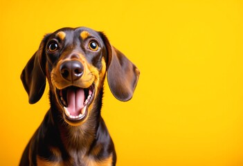 A Dachshund looking shocked with an exaggerated expression and open mouth