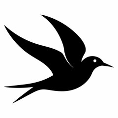 Tern Bird Silhouette Vector Icon White Background.