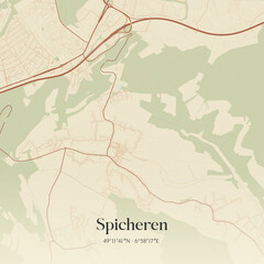 Obraz premium Vintage map of Spicheren, France.