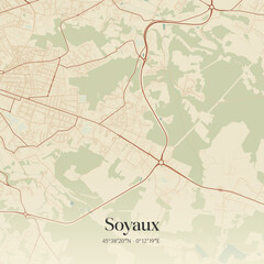 Fototapeta premium Vintage map of Soyaux, France.