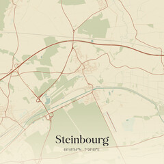 Fototapeta premium Vintage map of Steinbourg, France.